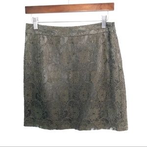 LOFT Gray Lace Overlay Mini Skirt